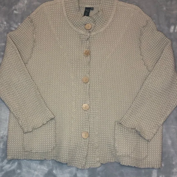 Focus Casual Life Women's Button Up Waffle Weave Tan Jacket Size 3XL - Picture 1 of 6